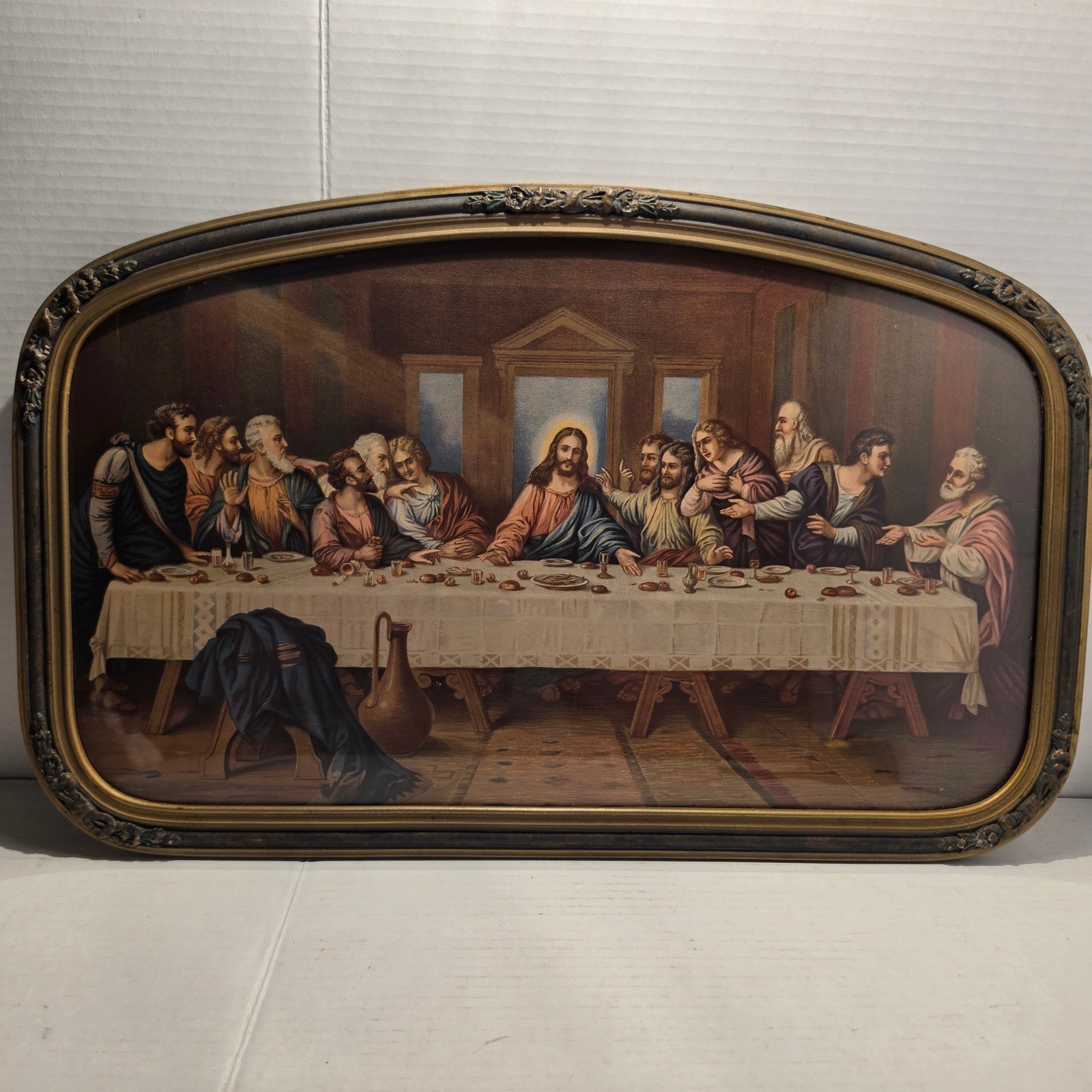 Vintage 1953 The Last Supper Lithograph Framed Religious Wall Art 20.5in Vintage 1953 The Last Supper Lithograph Framed Religious Wall Art 20.5in