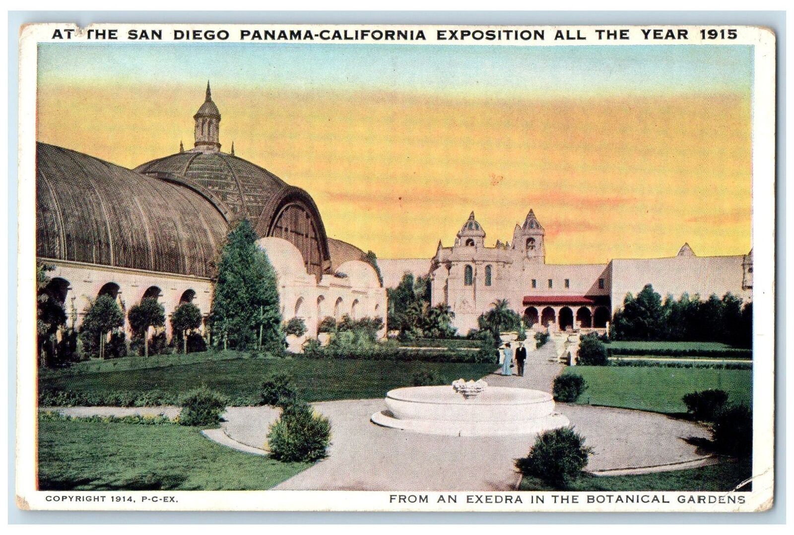 c1920's From Exedra Botanical Gardens San Diego Panama California Expo Postcard