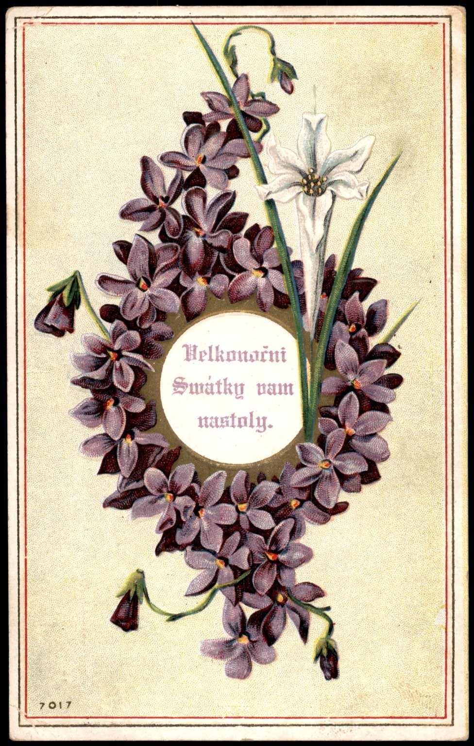 Antique Embossed Easter Postcard Czech Message Floral Orchids 1910s Antique Embossed Easter Postcard Czech Message Floral Orchids 1910s