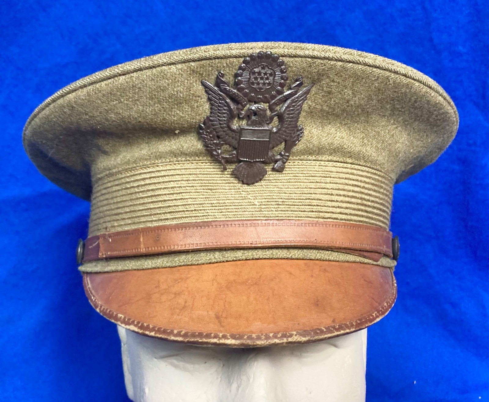 WWI WW1 AEF US Army Officers Uniform Visor Hat Cap ~ Named WWI WW1 AEF US Army Officers Uniform Visor Hat Cap ~ Named