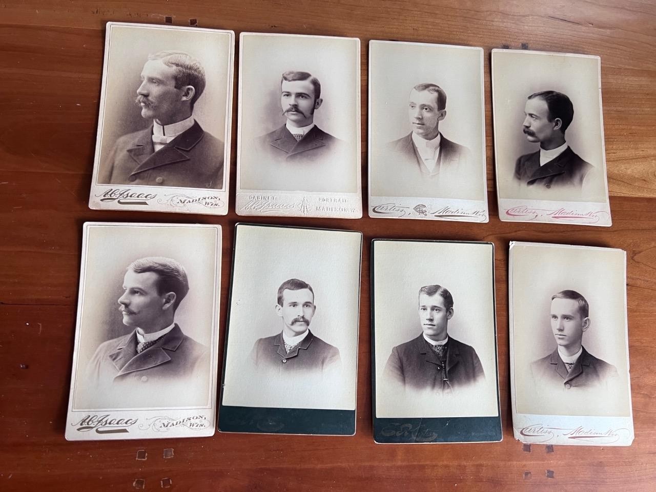 MADISON WI 1880s LOT/8 CABINET CARD PHOTOS ID’d MEN UNIVERSITY OF WISCONSIN