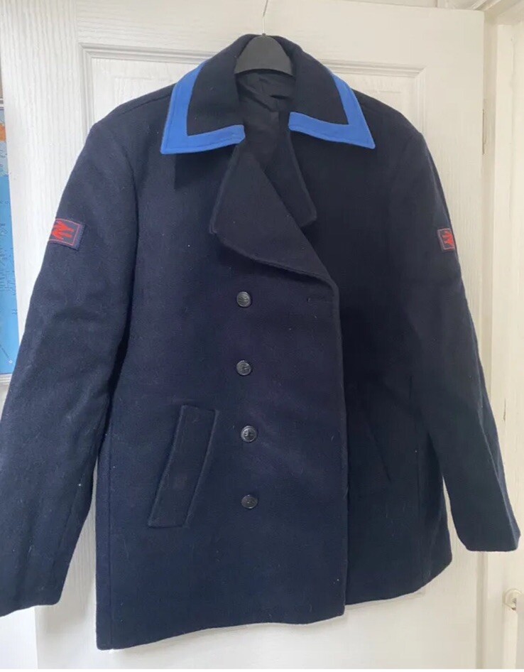 Vintage BRITISH RAIL OVER COAT Railman Blue Pipping Railway Vintage BRITISH RAIL OVER COAT Railman Blue Pipping Railway