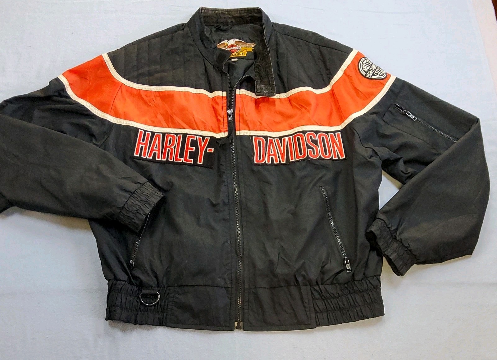 Vintage 1998 Harley-Davidson Racing Jacket Black Orange XL Nylon Made in USA Men Vintage 1998 Harley-Davidson Racing Jacket Black Orange XL Nylon Made in USA Men