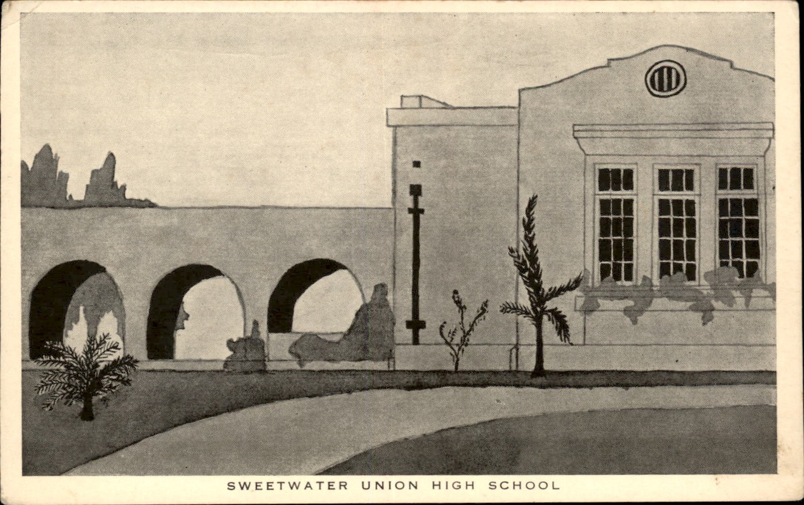 Chula Vista California CA Sweetwater Union High School c1940s Vintage Postcard Chula Vista California CA Sweetwater Union High School c1940s Vintage Postcard