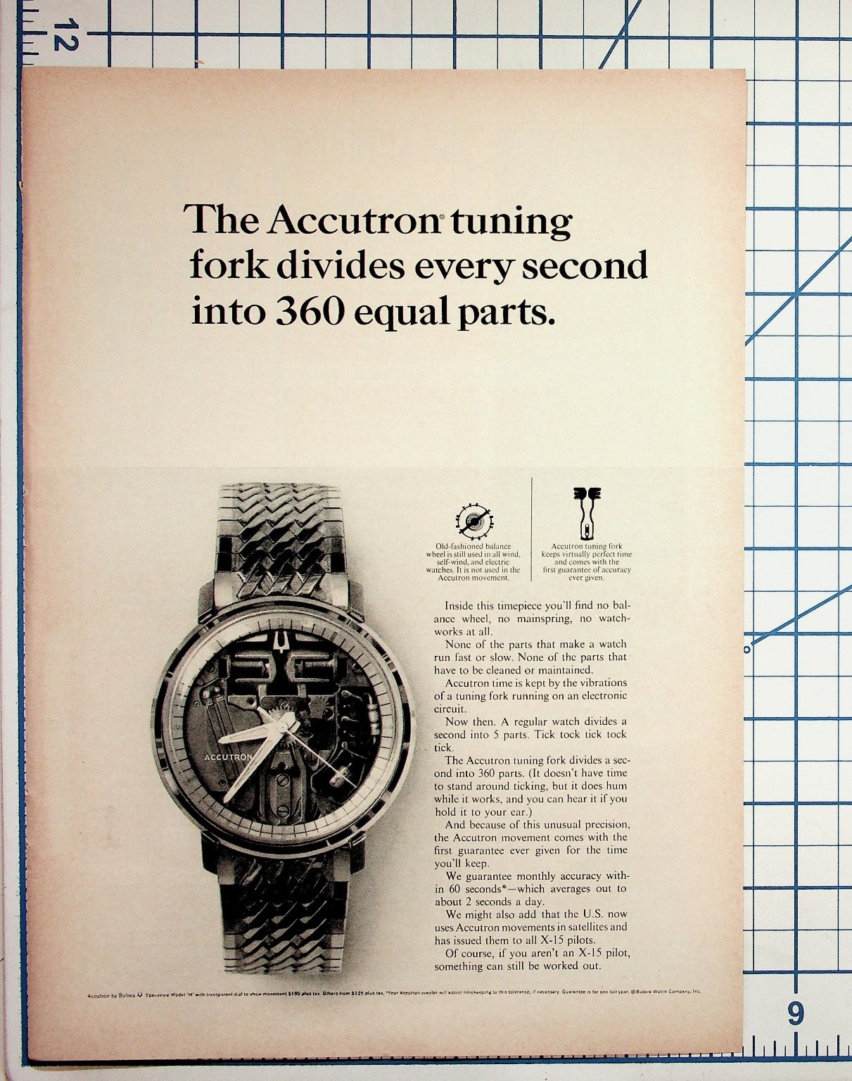 Bulova Accutron Spaceview Watch Original Vintage Magazine Ad Tuning Fork Bulova Accutron Spaceview Watch Original Vintage Magazine Ad Tuning Fork