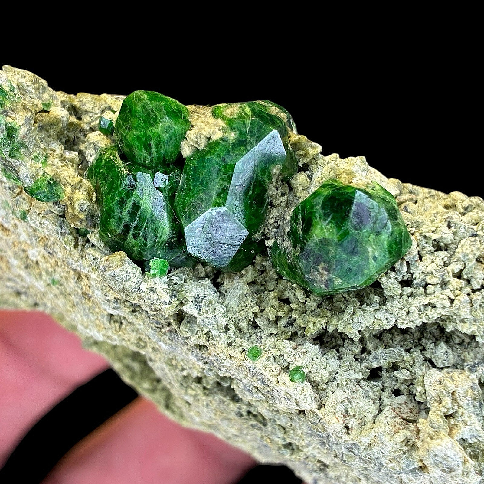 Rare Demantoid Garnet Crystal Cluster on Matrix, Green Andradite Mineral Specime