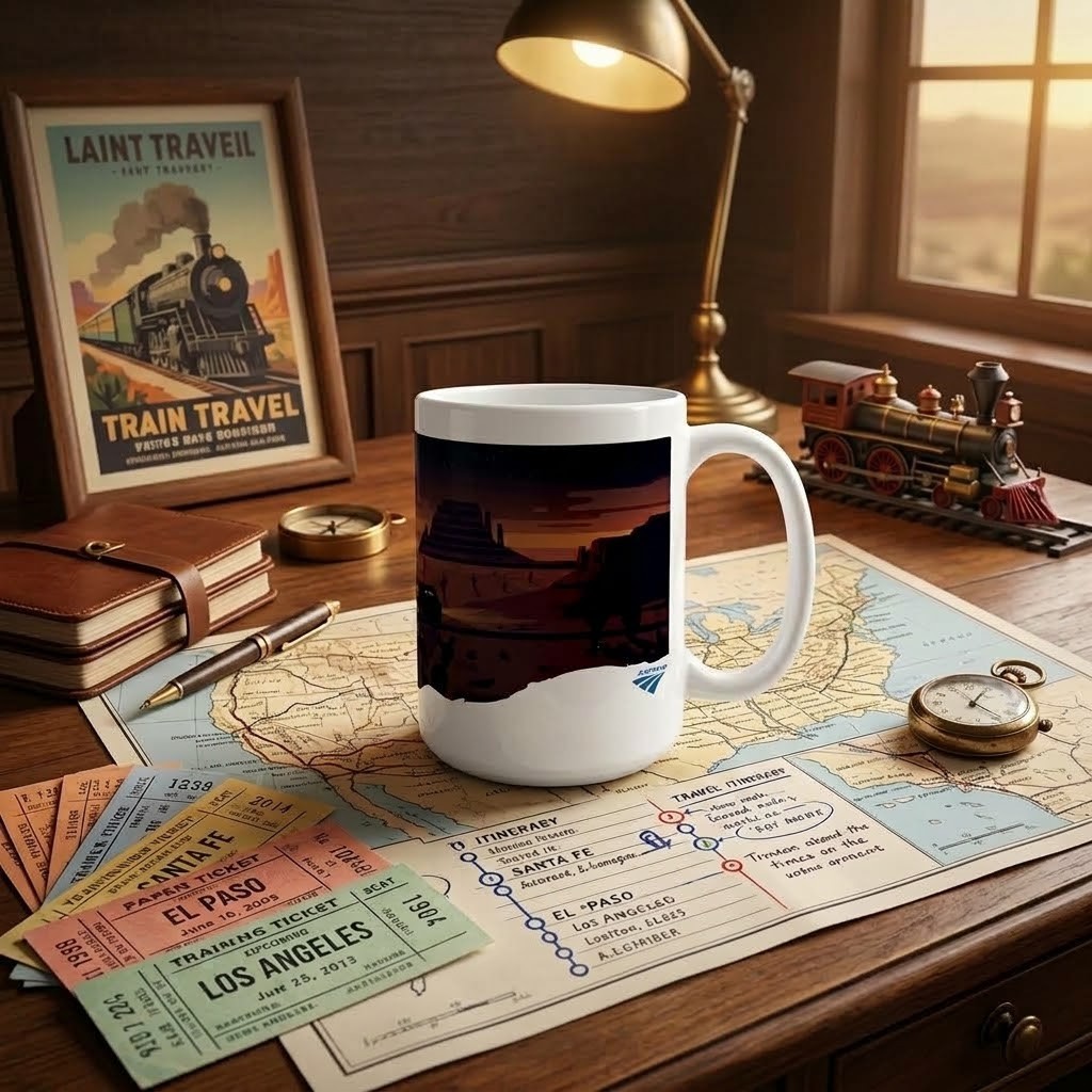 Amtrak Desert Sunset Ceramic Mug 15oz Vintage Southwest Train Travel Fan Gift