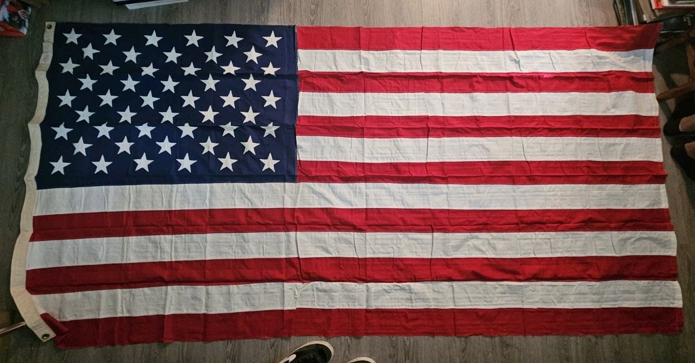 Huge Vintage American Flag Valley Forge Co USA Cotton 110\ Huge Vintage American Flag Valley Forge Co USA Cotton 110\