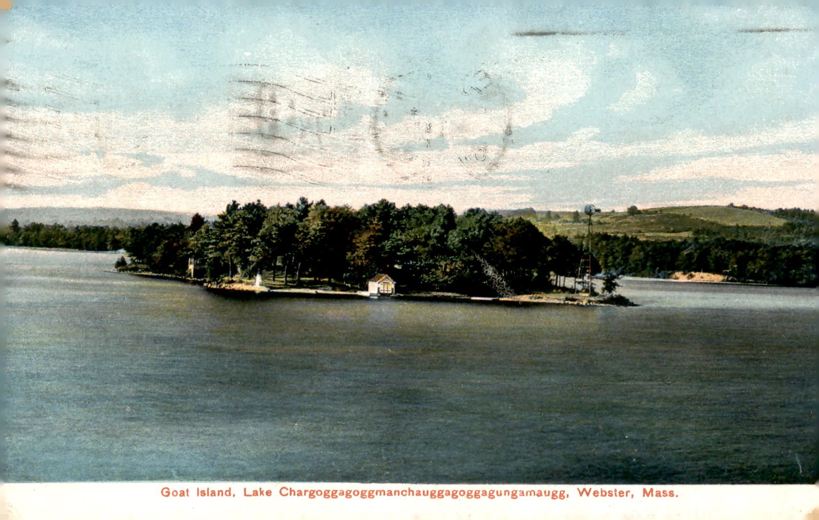 Goat Island, Lake Chargoggagoggmanchauggagoggagungamaugg, Webster, Postcard Goat Island, Lake Chargoggagoggmanchauggagoggagungamaugg, Webster, Postcard
