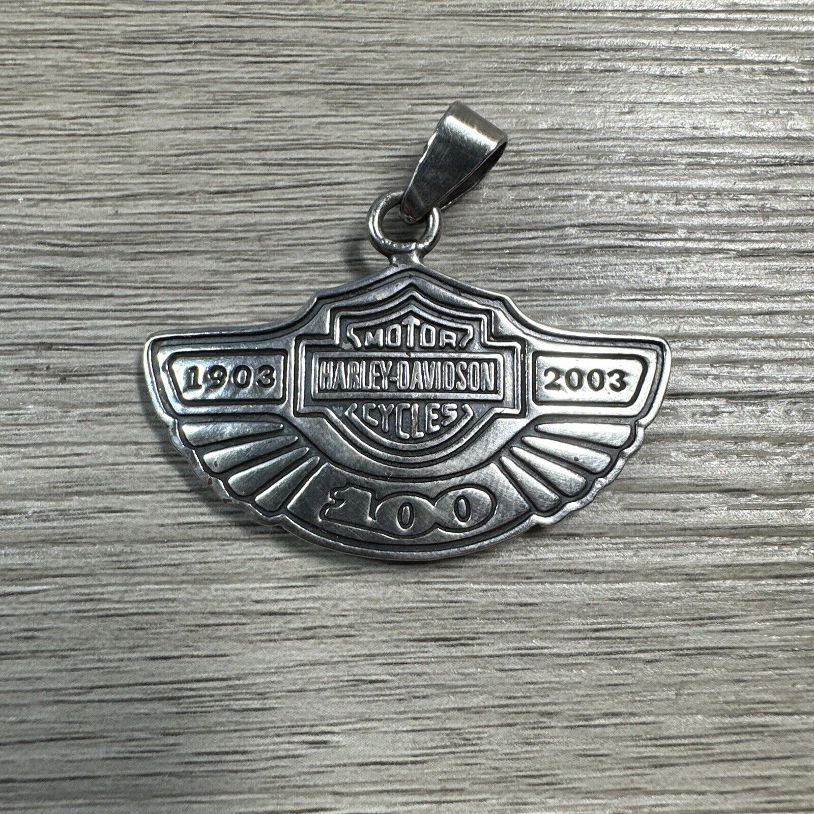 Harley Davidson 100 Year Anniversary Silver Necklace Charm TE-49 MEXICO 92.5 %
