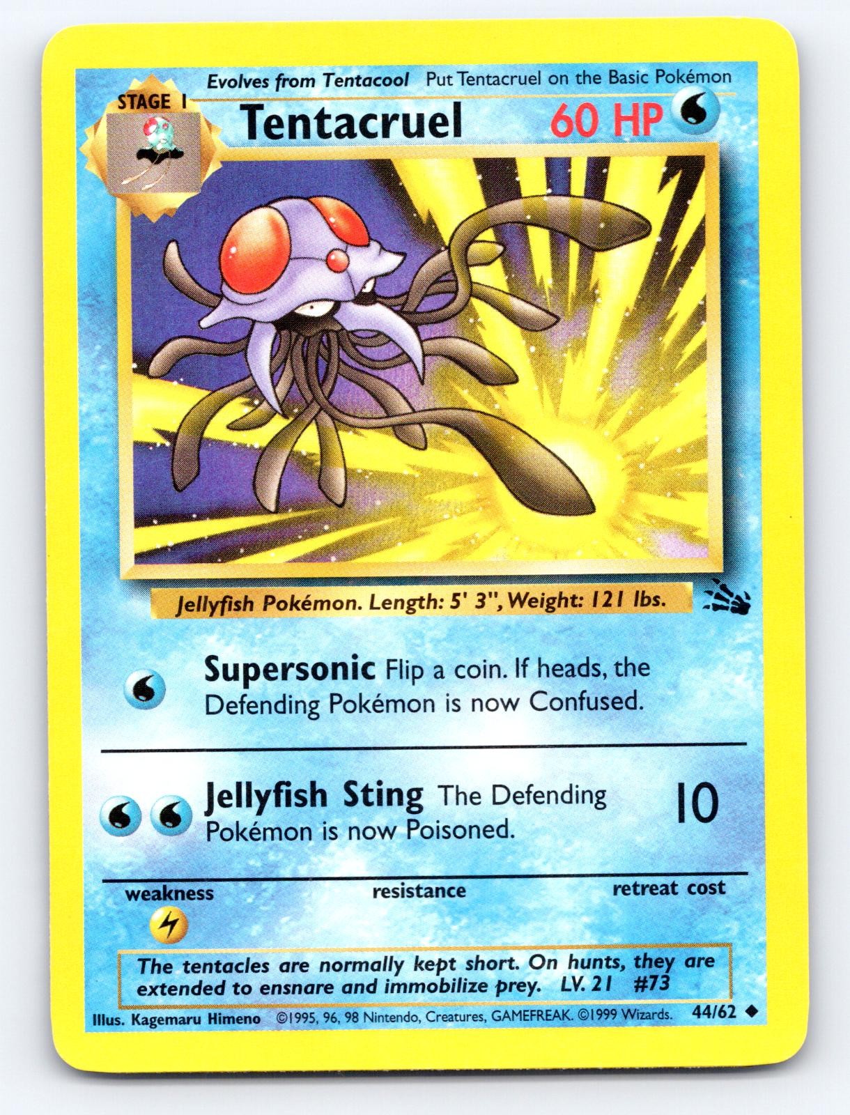 Tentacruel 44/62 Uncommon Fossil Pokemon Unlimited Lightly Played
