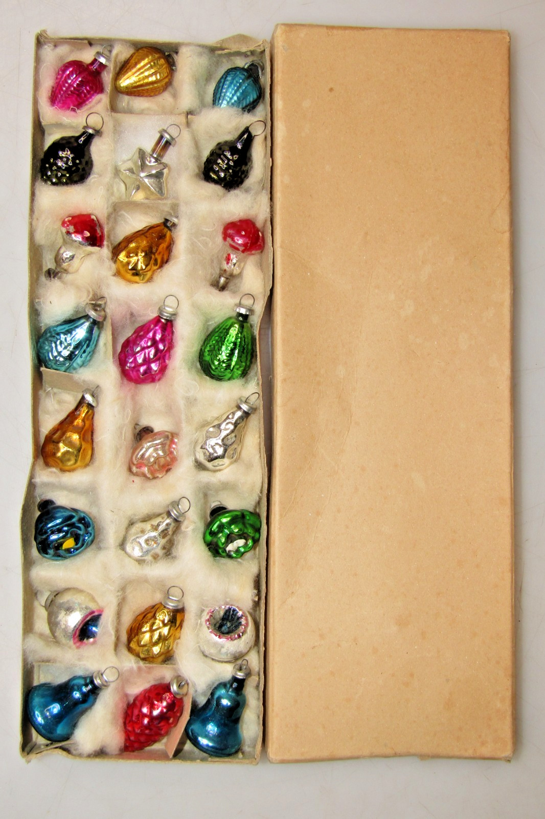 Lot VTG Glass Feather Tree Tiny Tiny STAR ROSE Mini Christmas Ornament Japan