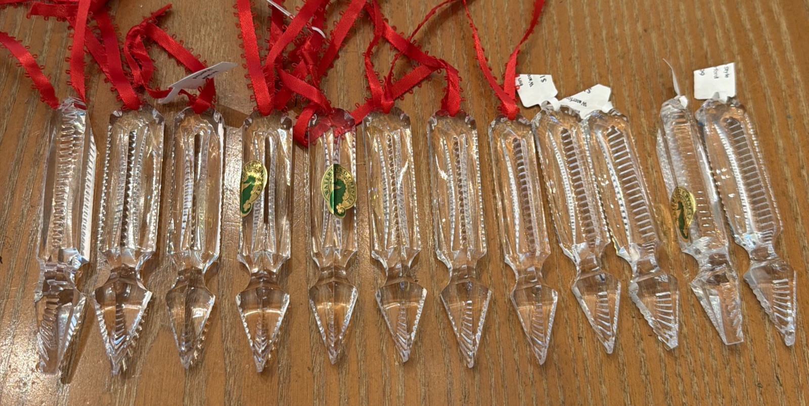 12pc Waterford Crystal Icicle Prism Christmas Ornament Rare No Boxes, SIGNED 12pc Waterford Crystal Icicle Prism Christmas Ornament Rare No Boxes, SIGNED