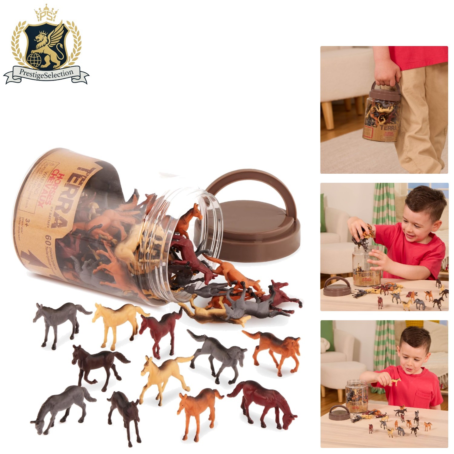 Terra By Battat - 60pc Wild Horses Set in Tube - Realistic Miniature Figures