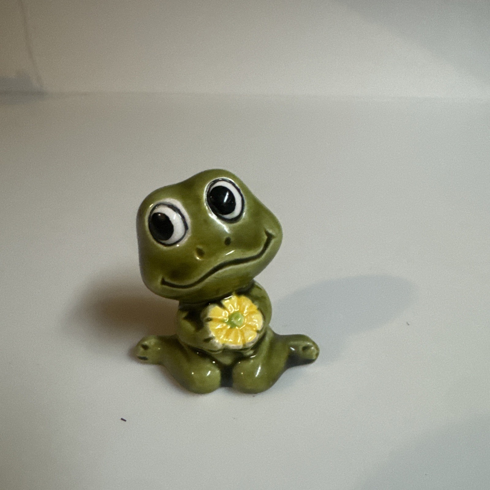 Rare Vintage Neil the Frog Figurine 1970s Sears Ceramic Green Frog Yellow Flower Rare Vintage Neil the Frog Figurine 1970s Sears Ceramic Green Frog Yellow Flower
