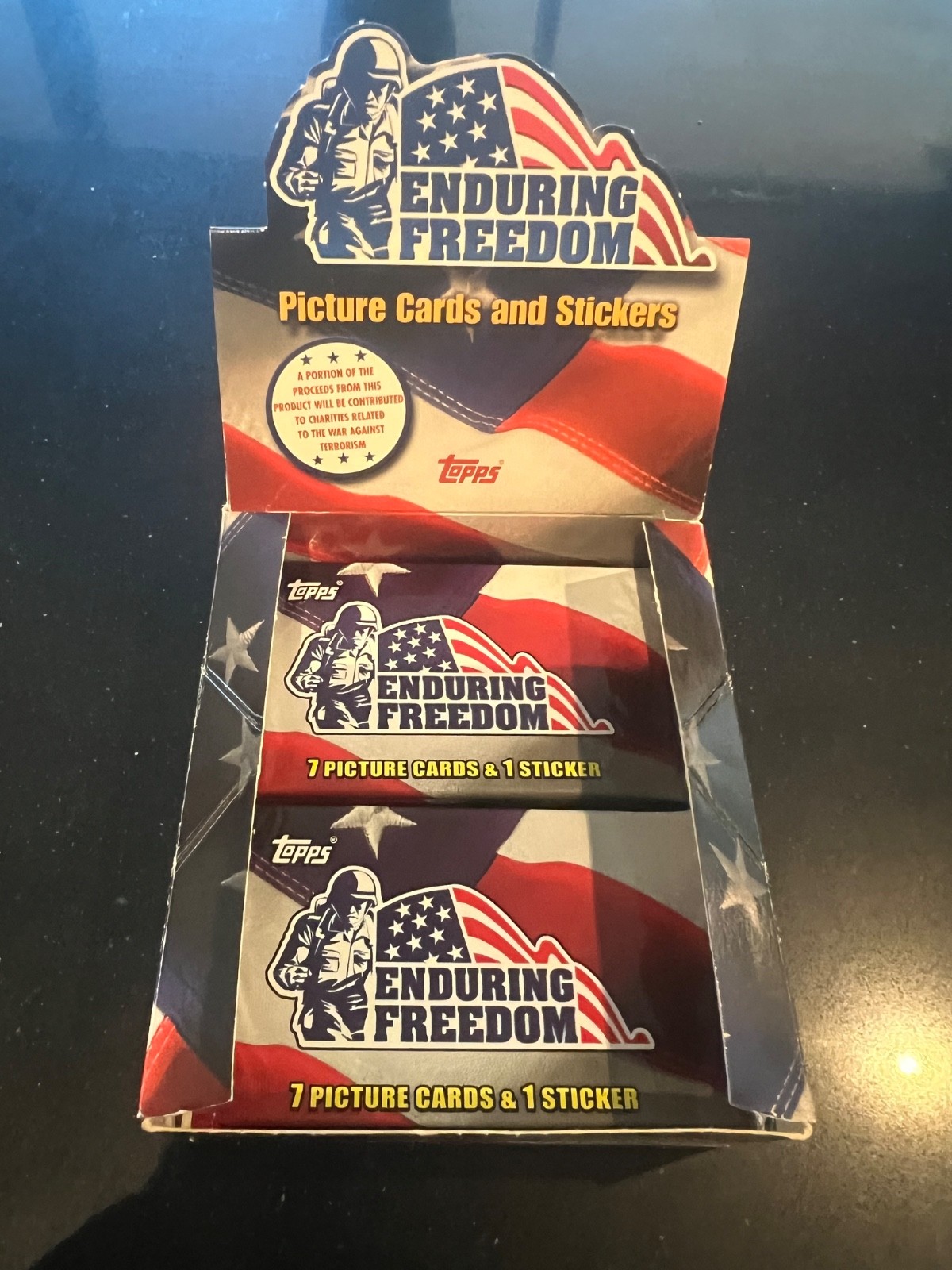 Lot of 14 Unopened and Sealed 2001 Topps Enduring Freedom Packs with Box Lot of 14 Unopened and Sealed 2001 Topps Enduring Freedom Packs with Box