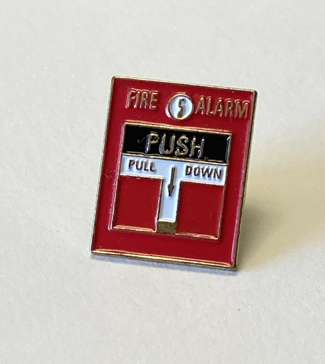 Vintage Fire Alarm Pull Station Enamel Pin