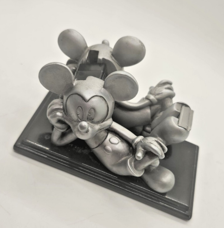 Disney Mickey Mouse Perpetual Desk tape dispenser silver tone Figurine VTG