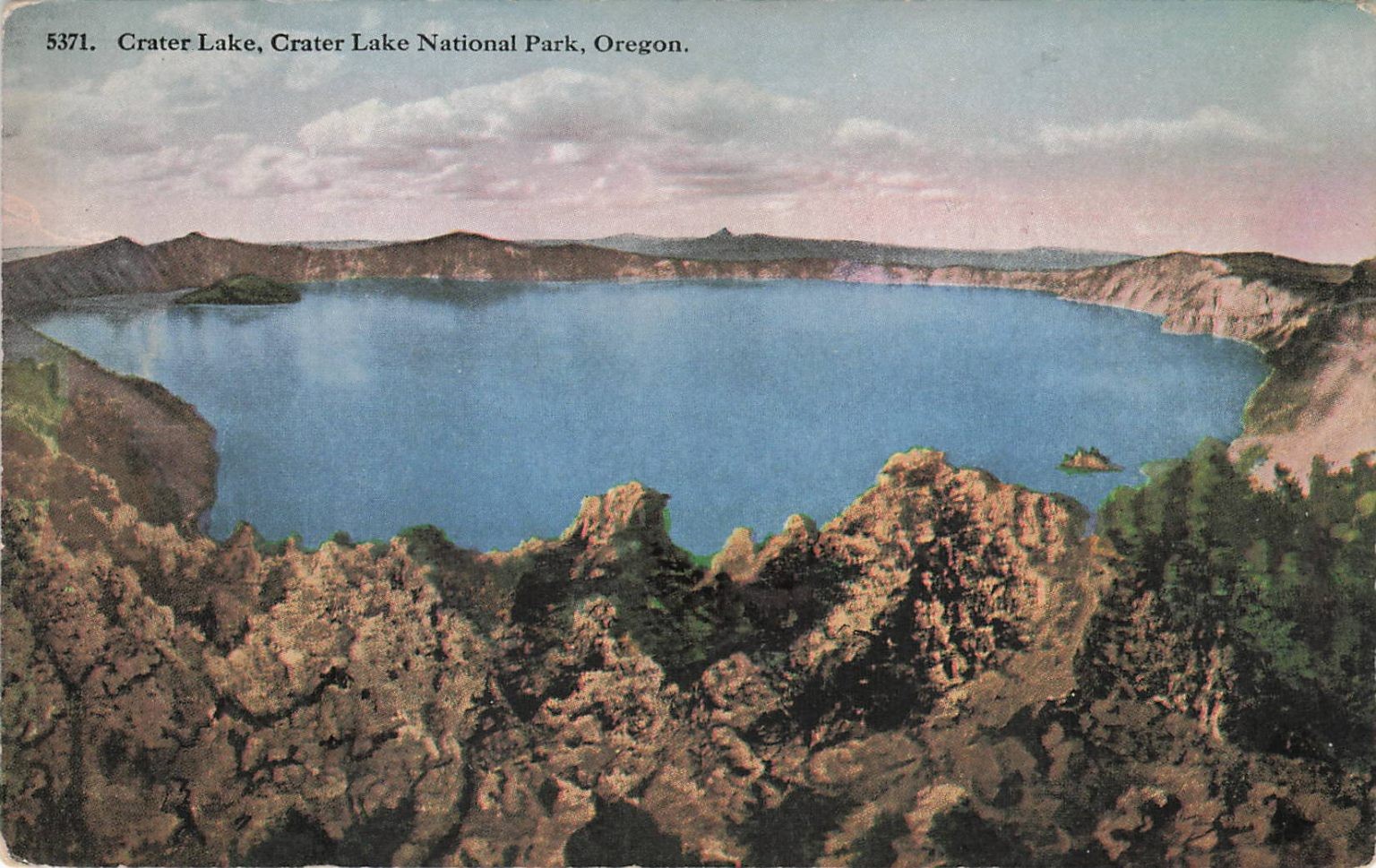 Vintage Crater Lake National Park Oregon Postcard - Wizard Island View Vintage Crater Lake National Park Oregon Postcard - Wizard Island View