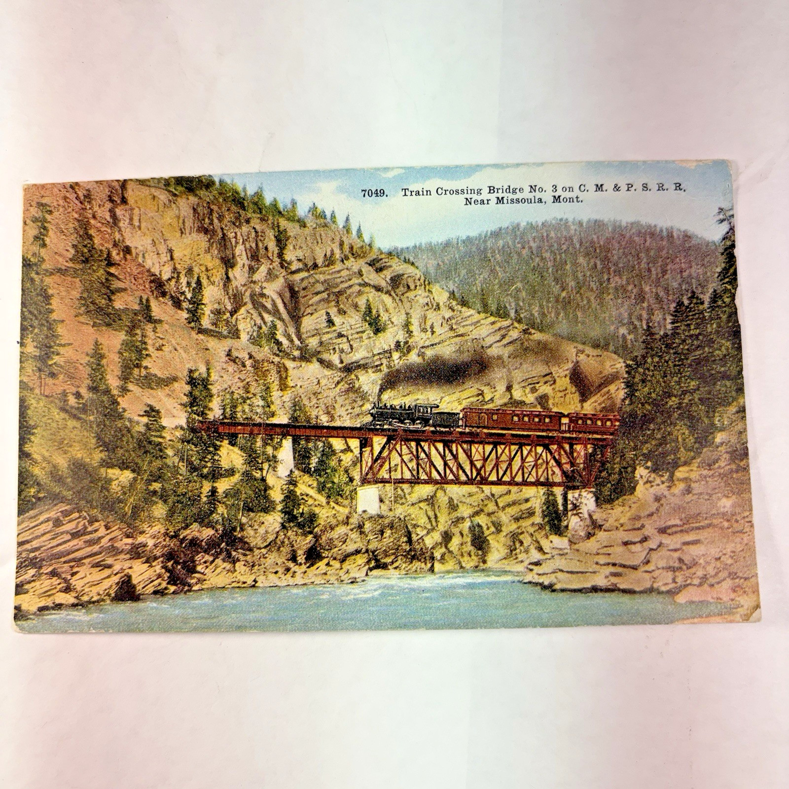 Vintage Missoula Mt Railroad Postdard CM&PS Bridge No 3 Steam Locomotive RPPC Er Vintage Missoula Mt Railroad Postdard CM&PS Bridge No 3 Steam Locomotive RPPC Er
