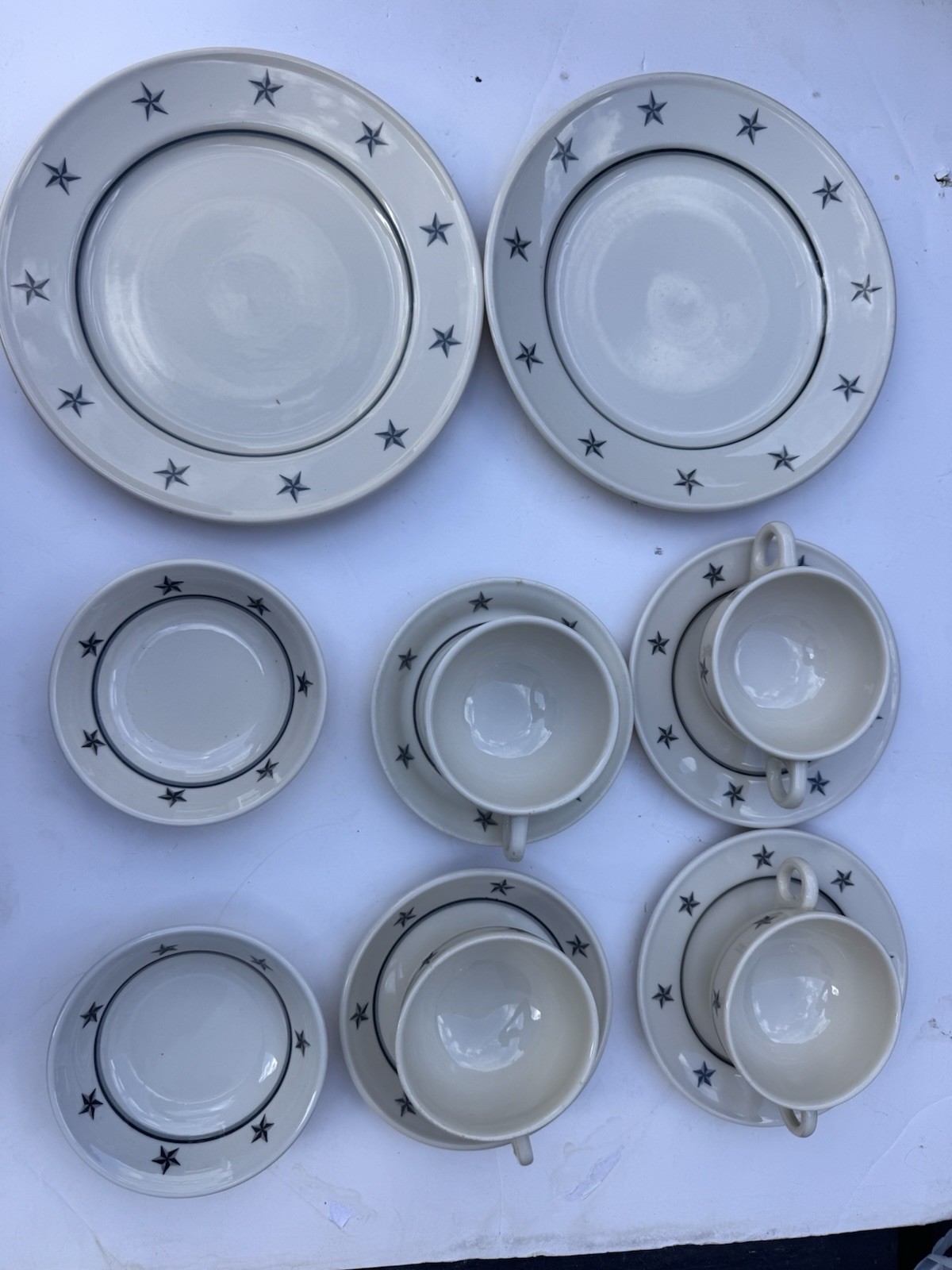 Vintage Lamberton Sterling China United States Lines 2-Person Dinnerware Set