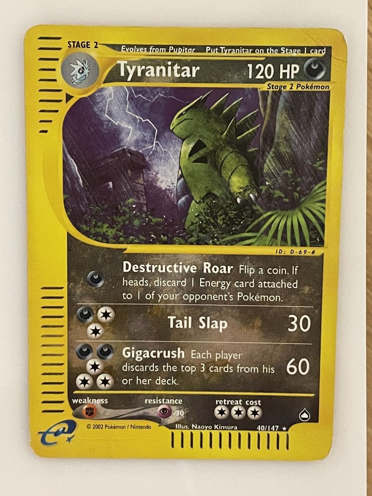Tyranitar 40/147 Aquapolis Reverse Holo Rare Heavily Played (2) WOTC 2002 Tyranitar 40/147 Aquapolis Reverse Holo Rare Heavily Played (2) WOTC 2002