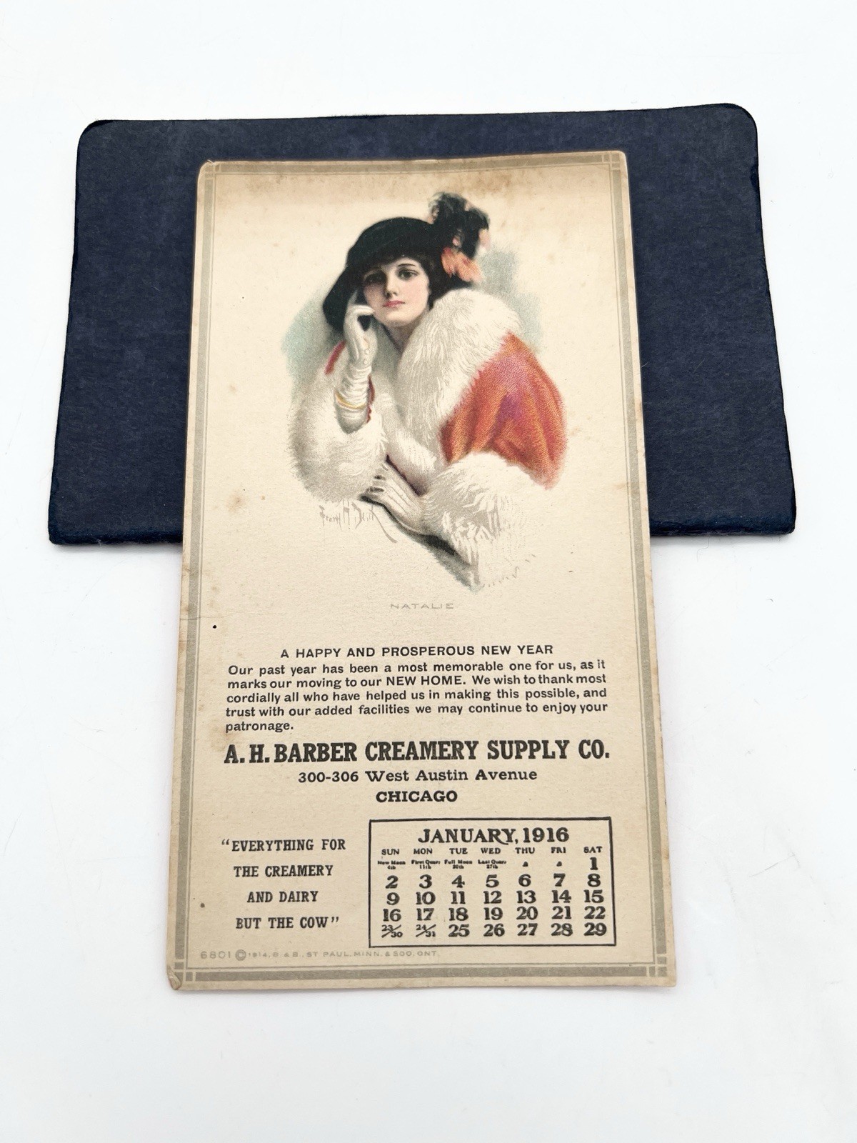 Antique 1916 A.H. Barber Creamery Supply Chicago Advertising Calendar Dairy