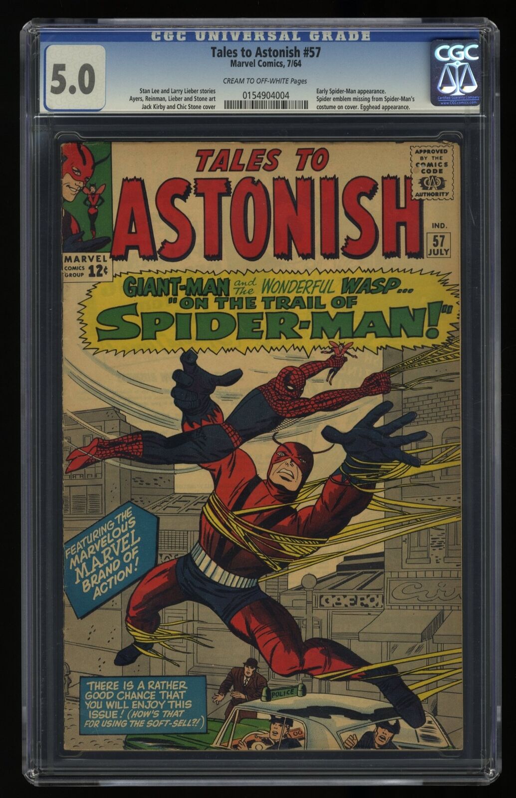 Tales To Astonish #57 CGC VG/FN 5.0 Early Spider-Man Appearance Marvel 1964