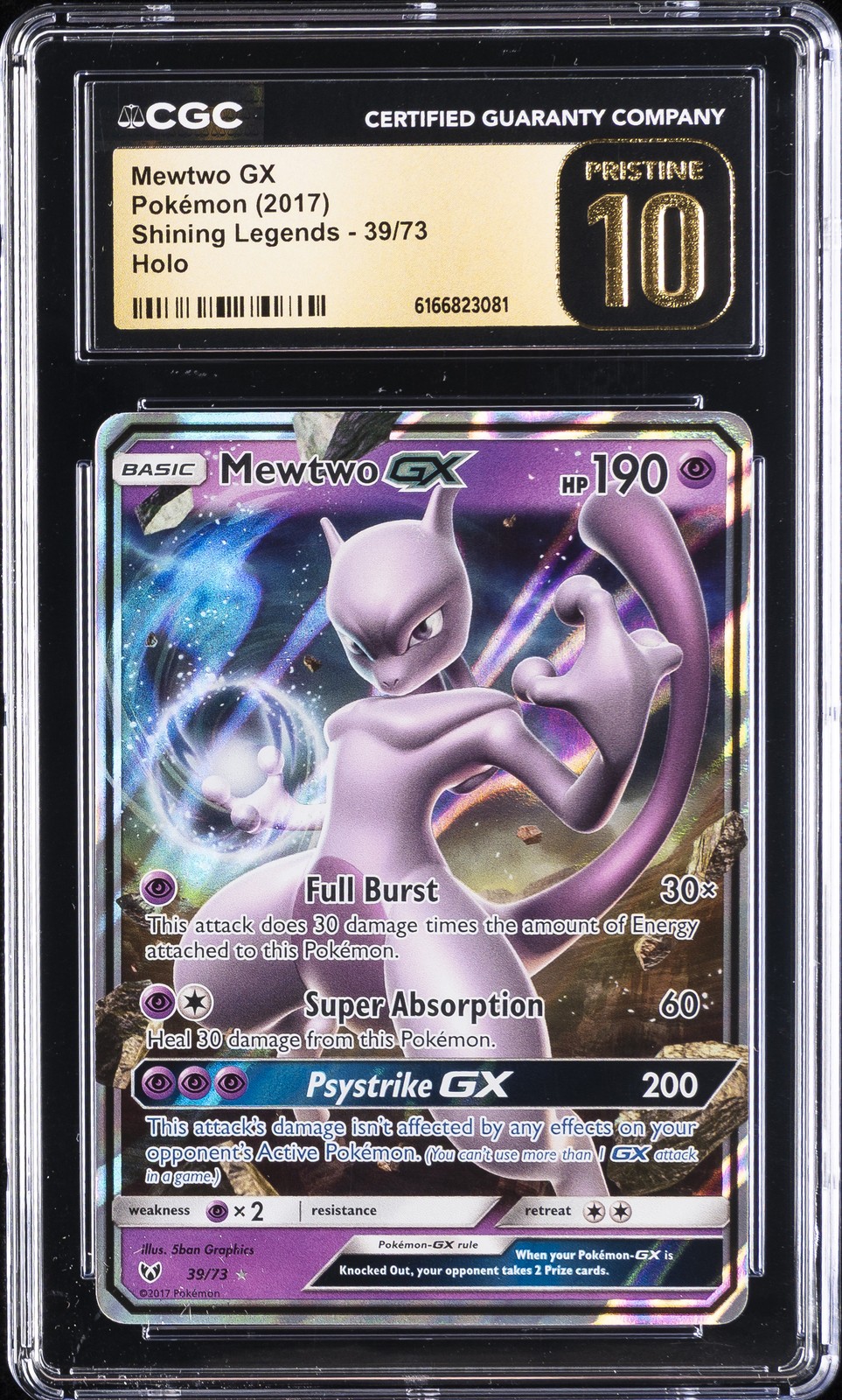 2017 POKEMON SHINING LEGENDS - HOLO #39/73 MEWTWO GX CGC 10 PRISTINE