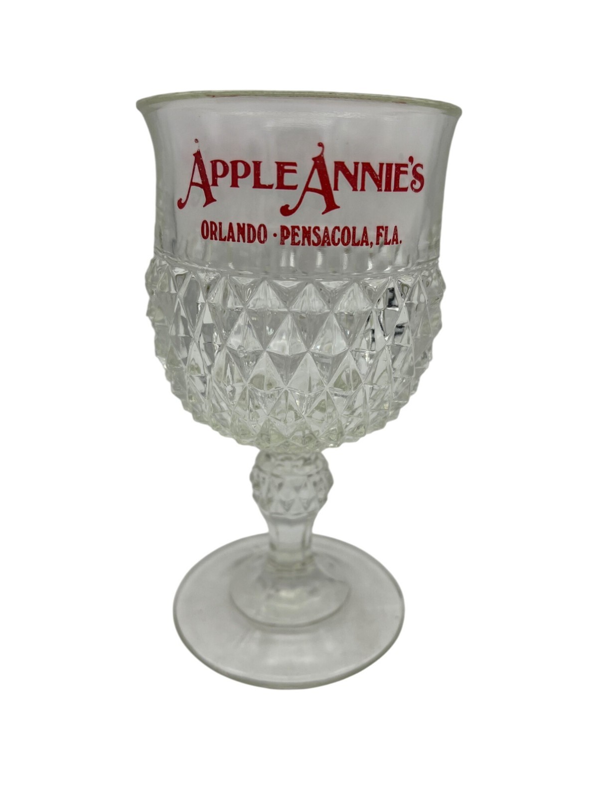 Apple Annie's Orlando Pensacola Diamond Point Goblet Barware 6.5