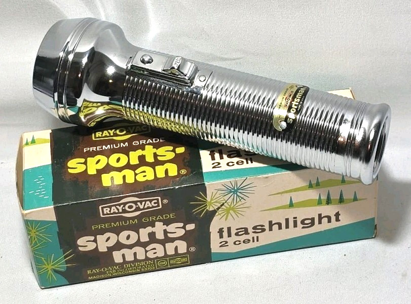 New/Old Stock Vintage Ray-O-Vac Sportsman 2 Cell Flashlight S22F +Box USA Made New/Old Stock Vintage Ray-O-Vac Sportsman 2 Cell Flashlight S22F +Box USA Made