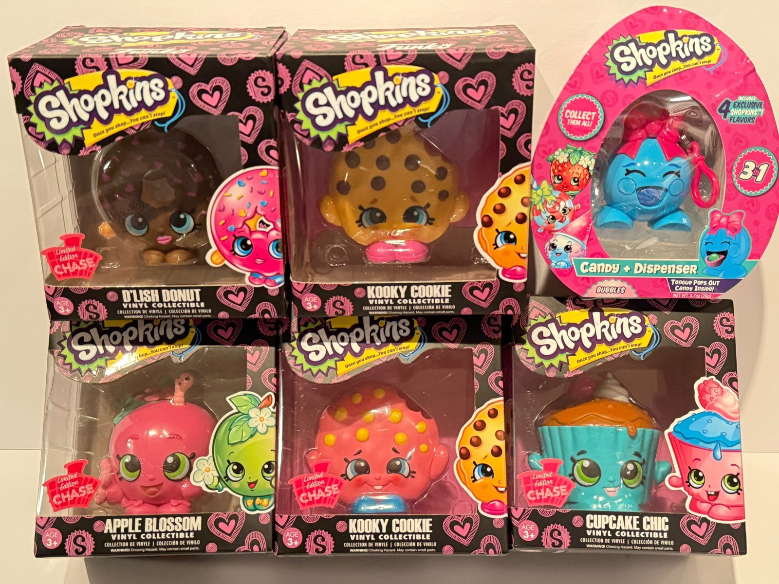 Lot of 5 RETIRED Limited Edition Chase Funko Shopkins Donut Apple Cookie + Bonus Lot of 5 RETIRED Limited Edition Chase Funko Shopkins Donut Apple Cookie + Bonus
