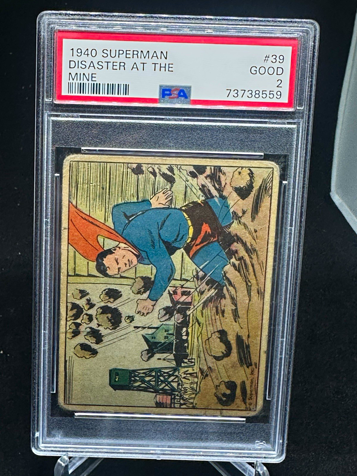 1940 Superman Gum #39 Disaster at the Mine PSA 2 1940 Superman Gum #39 Disaster at the Mine PSA 2