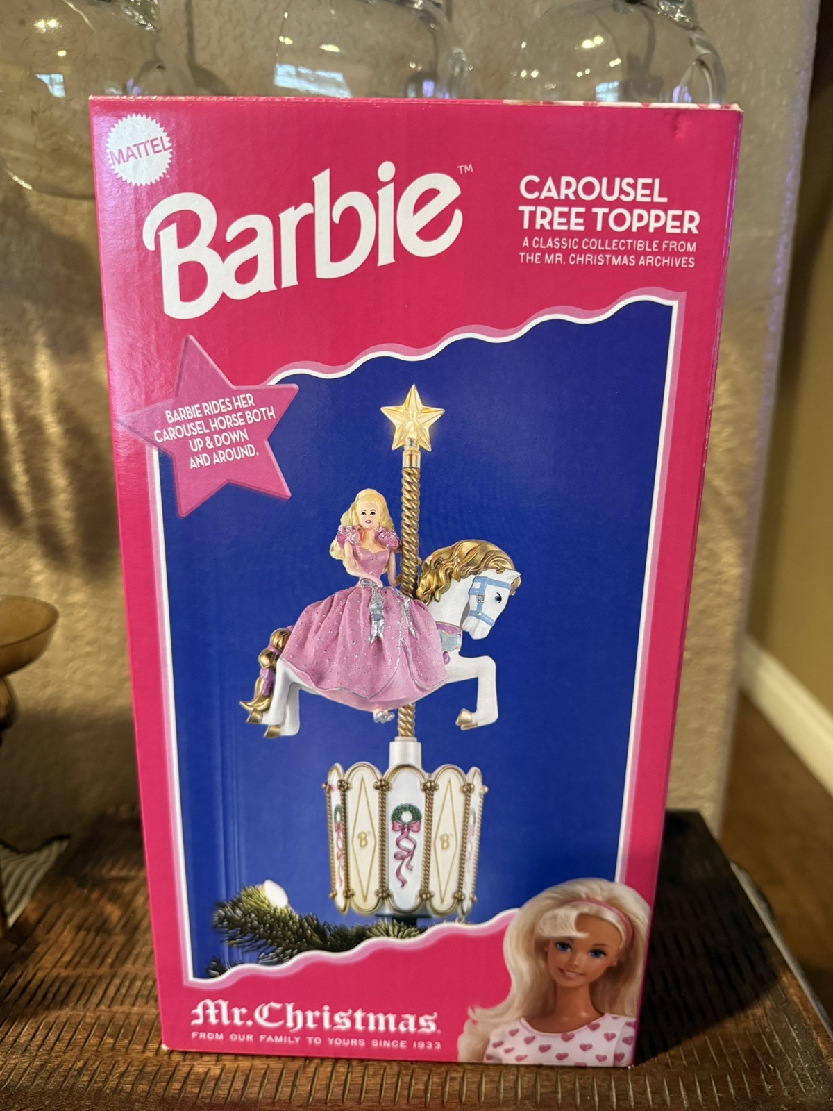 Mr. Christmas Barbie Carousel Tree Topper w/ Adapter Pink Gold White 2026 Mr. Christmas Barbie Carousel Tree Topper w/ Adapter Pink Gold White 2026