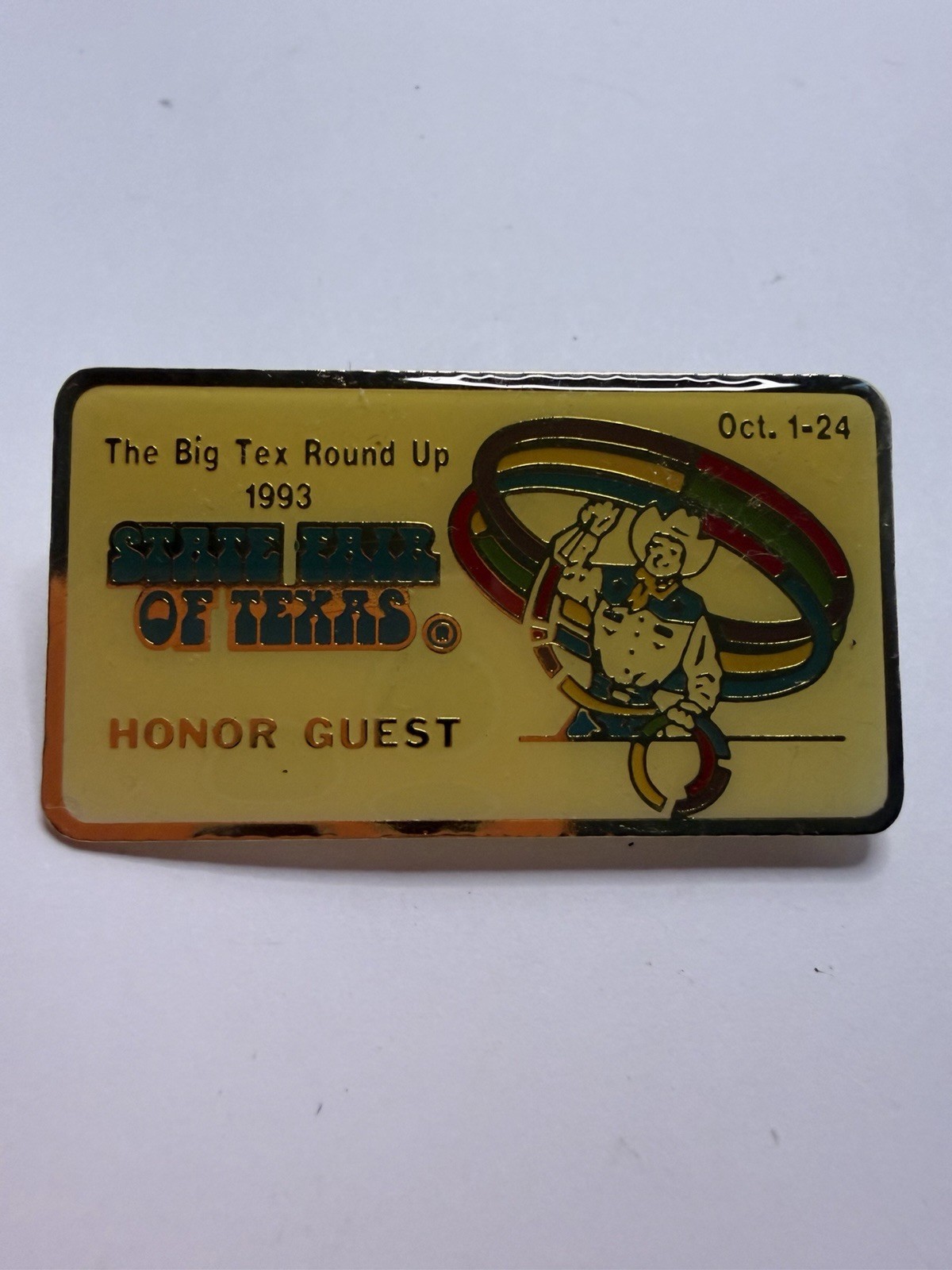 Vintage State Fair Of Texas 1993 Honor Guest Pin Big Tex Round Up Collectible Vintage State Fair Of Texas 1993 Honor Guest Pin Big Tex Round Up Collectible