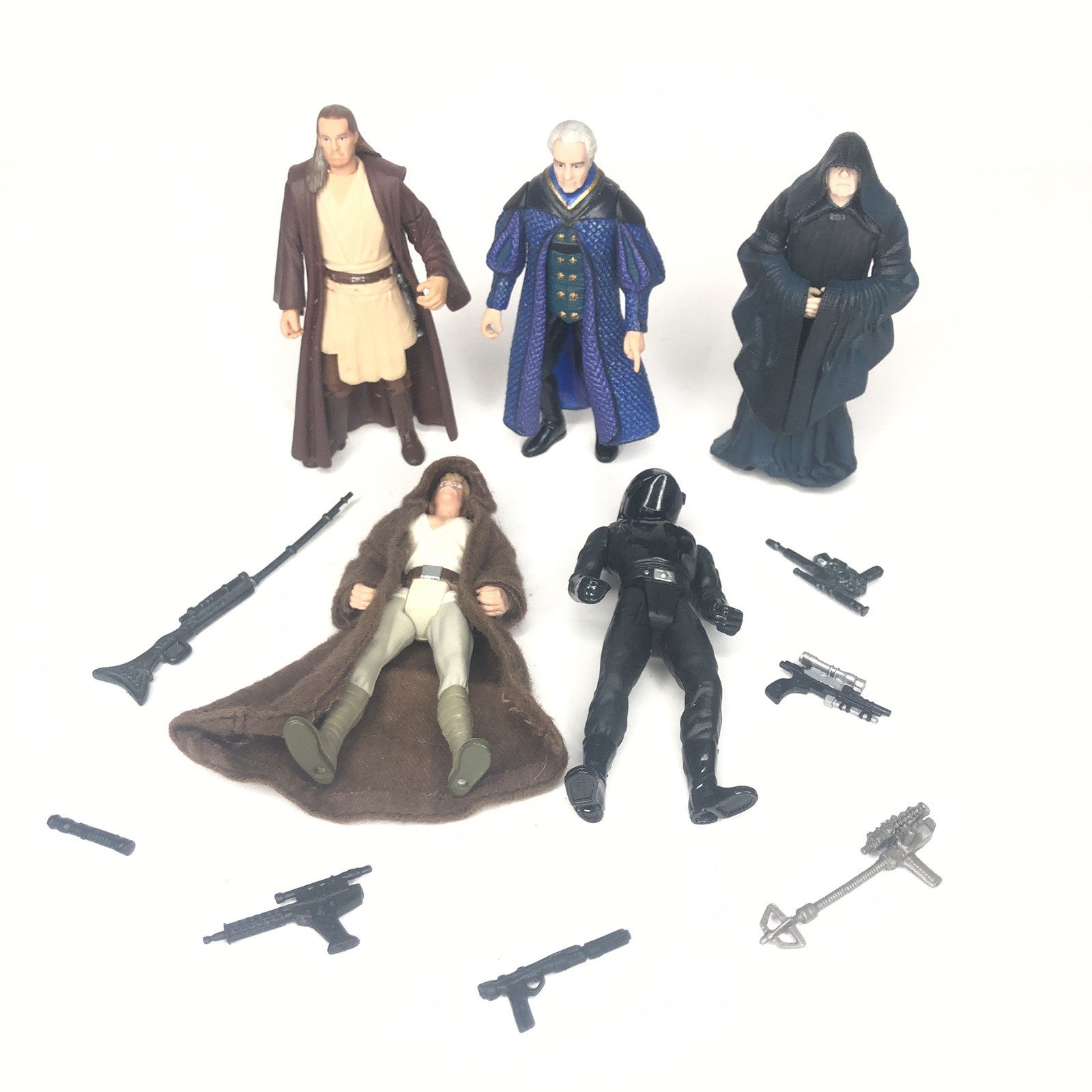Star Wars Action Figure 3.75” Lot of 5 & Weapons Late 1990's Hasbro Vintage Star Wars Action Figure 3.75” Lot of 5 & Weapons Late 1990's Hasbro Vintage
