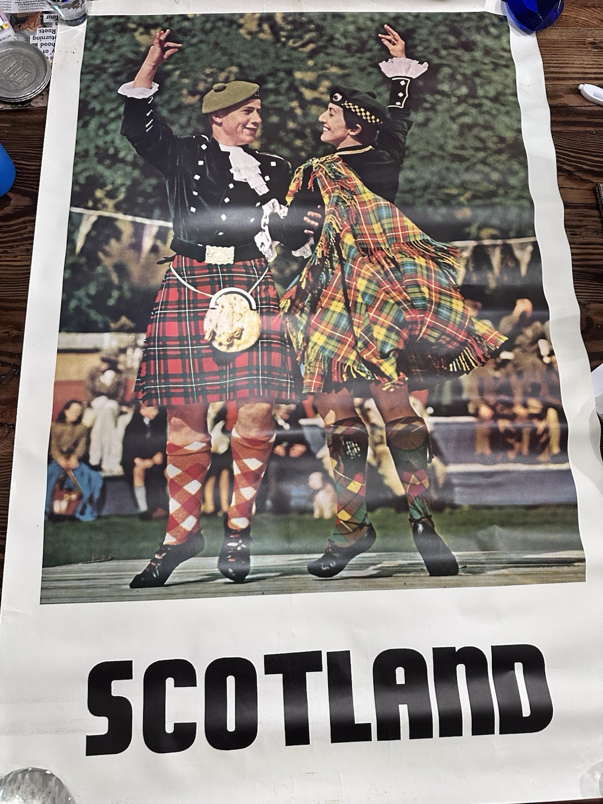 Vintage 1962 BOAC Scotland Travel Poster - Highland Dancers Tartan Kilt - 25x37 Vintage 1962 BOAC Scotland Travel Poster - Highland Dancers Tartan Kilt - 25x37
