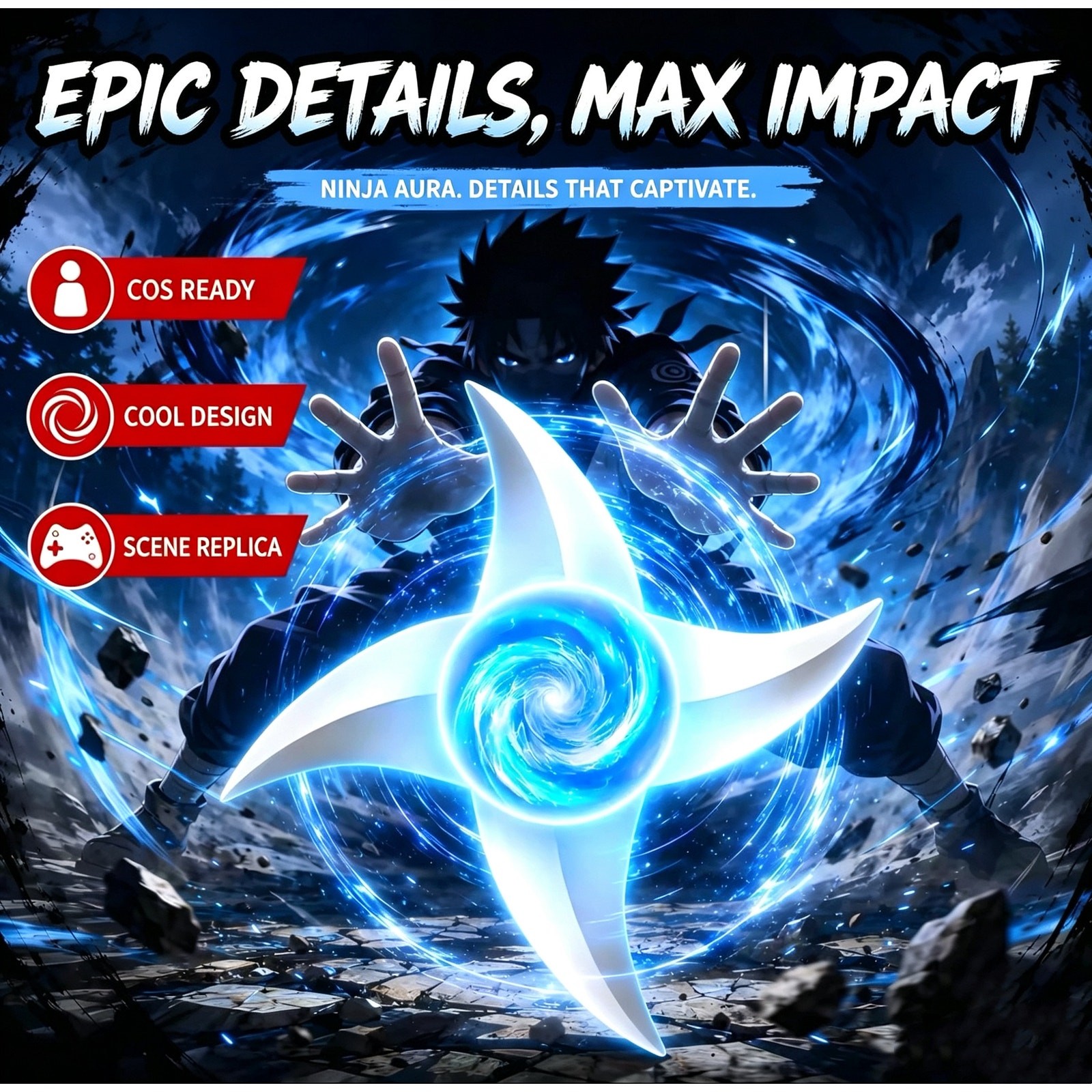 Naruto LED Rasenshuriken Prop Rotatable Multi-Color Light Cosplay Handheld Blade