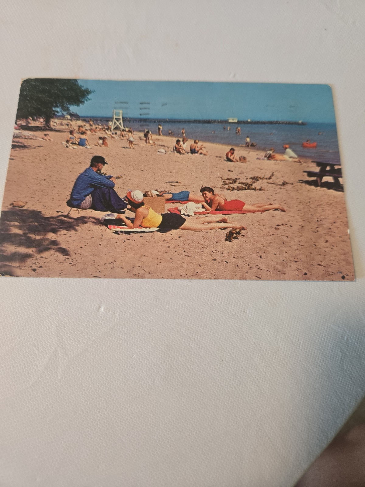 Public Beach At Tawas Bay, Michigan, Vintage 1959 Postcard Public Beach At Tawas Bay, Michigan, Vintage 1959 Postcard