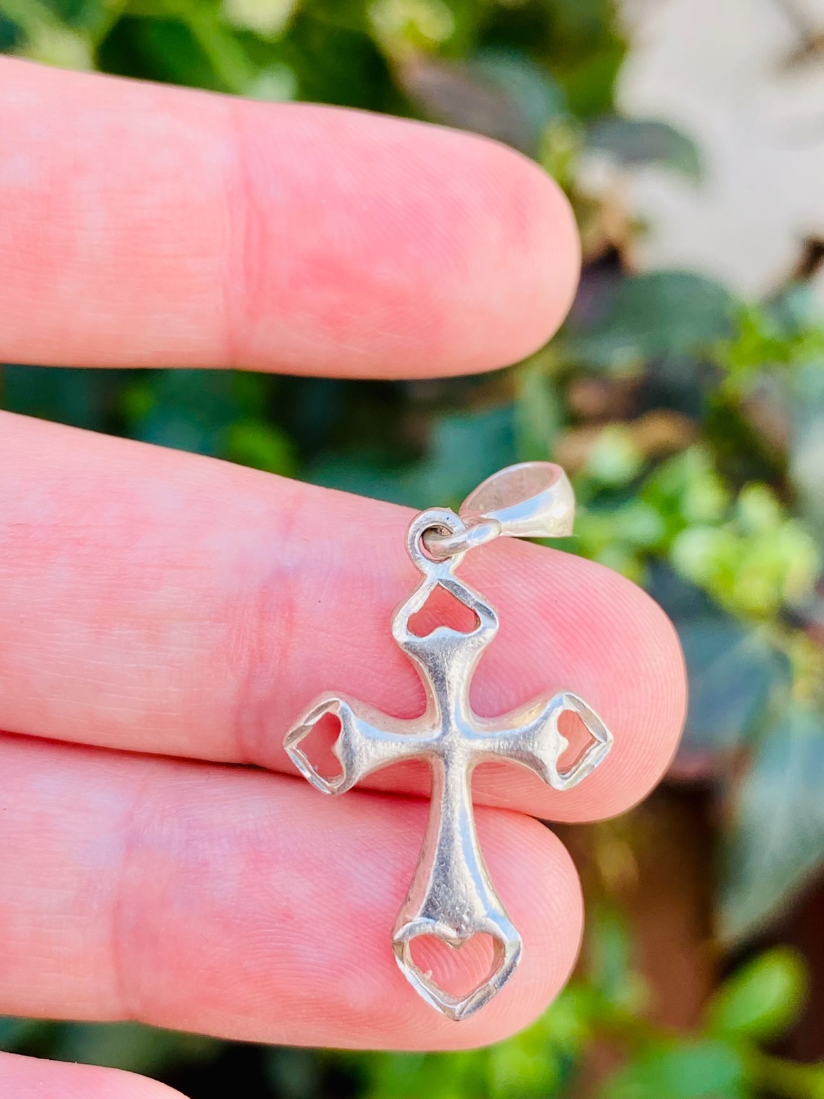 Vintage 925 Sterling Silver Openwork Cross Pendant Christian Charm