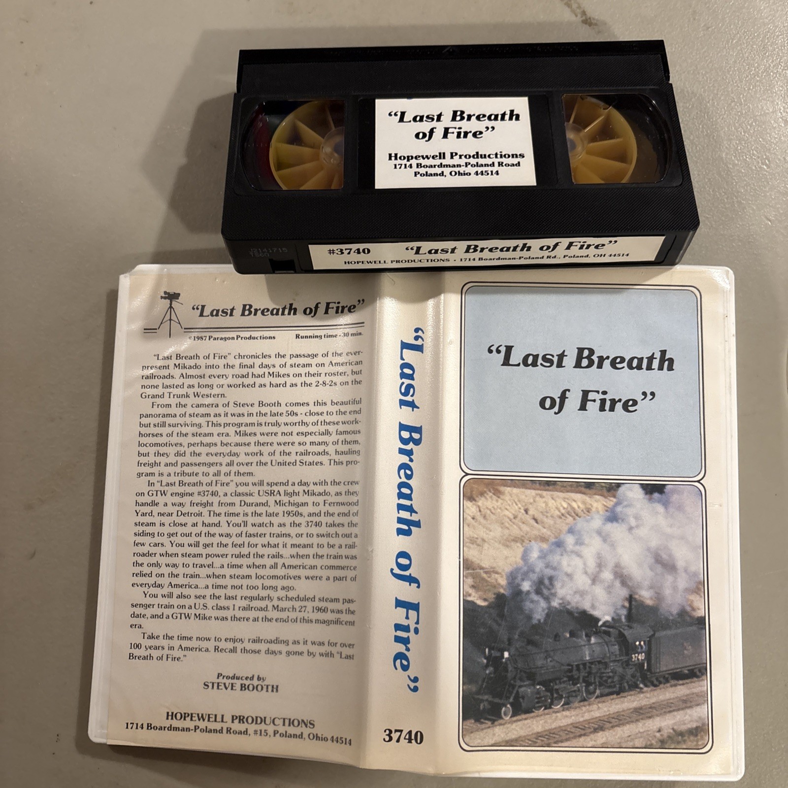 Super Rare Last Breath of Fire Steam Locomotives VHS 1987 Trains GTW 3740