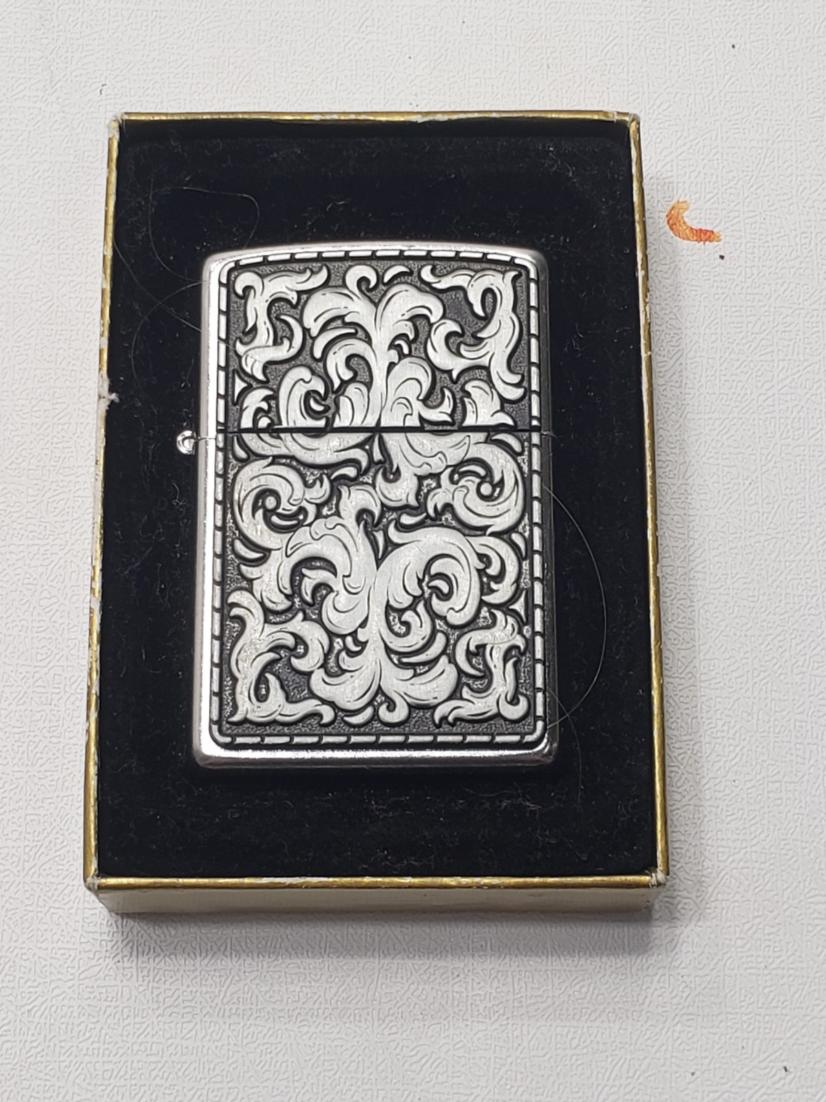 2002 Zippo Lighter Ornate Scroll Engraved Chrome w/ Original Box Made In USA 2002 Zippo Lighter Ornate Scroll Engraved Chrome w/ Original Box Made In USA
