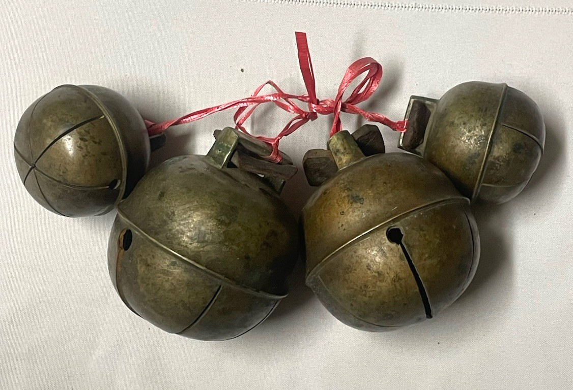 Set of 4 Large Antique Brass Sleigh Bells Swedish Style Late 1800’s-Early 1900’s Set of 4 Large Antique Brass Sleigh Bells Swedish Style Late 1800’s-Early 1900’s