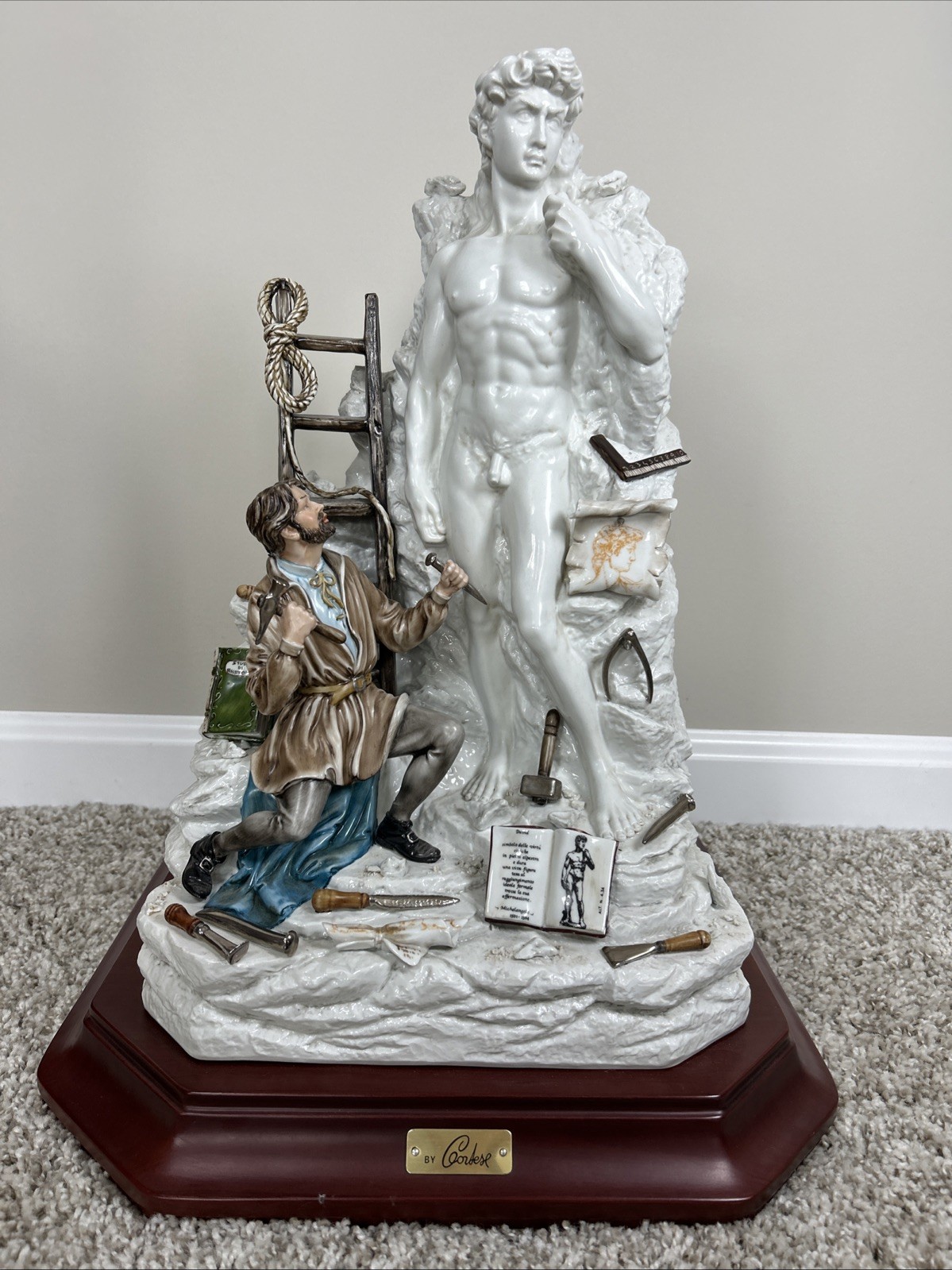 18” Germano Cortese Capodimonte Michelangelo Sculpting DAVID Ltd Ed Porcelain 18” Germano Cortese Capodimonte Michelangelo Sculpting DAVID Ltd Ed Porcelain