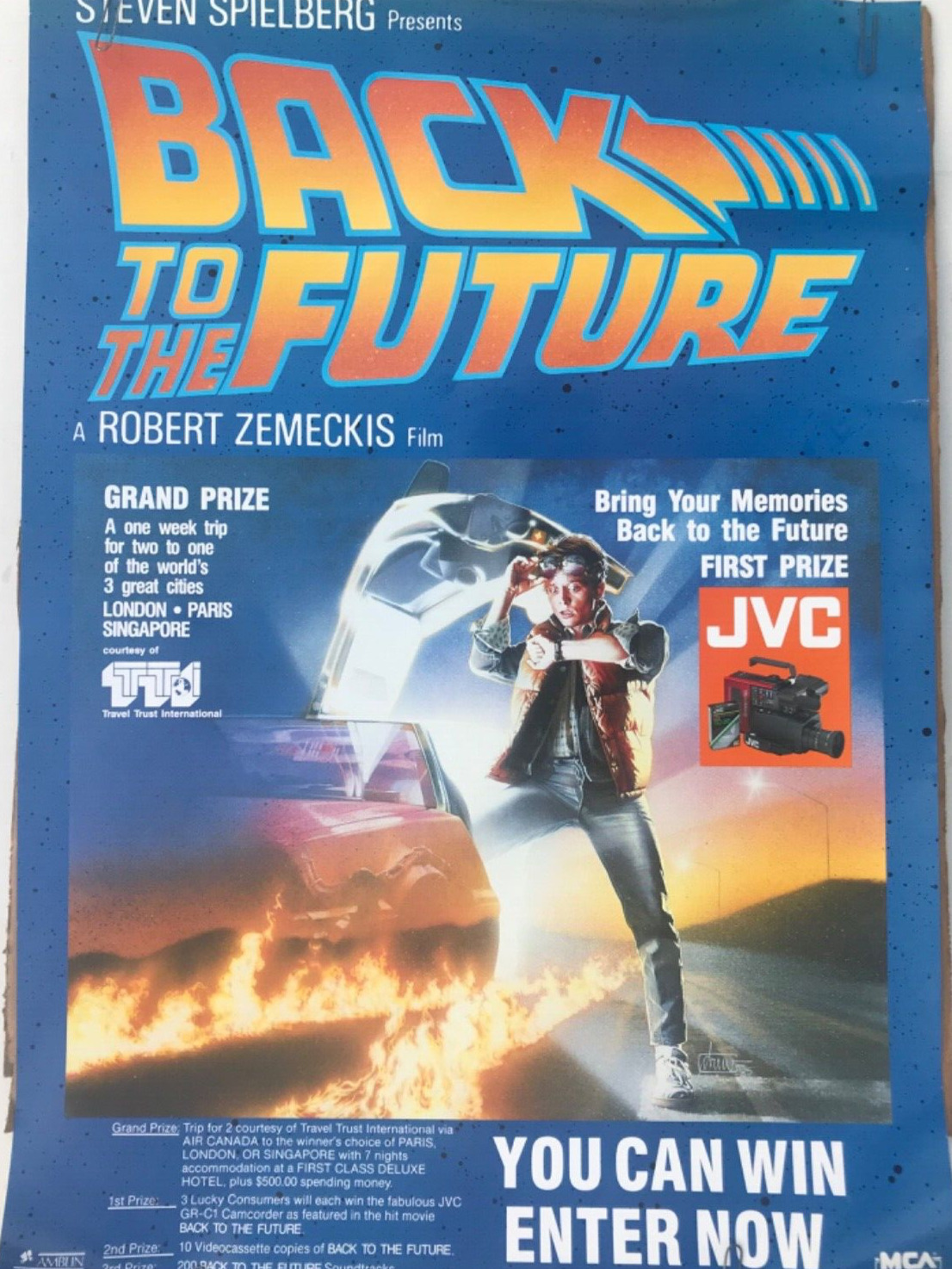 1985 Vintage Back to the Future Promo Movie Theater Poster  27” x 19”
