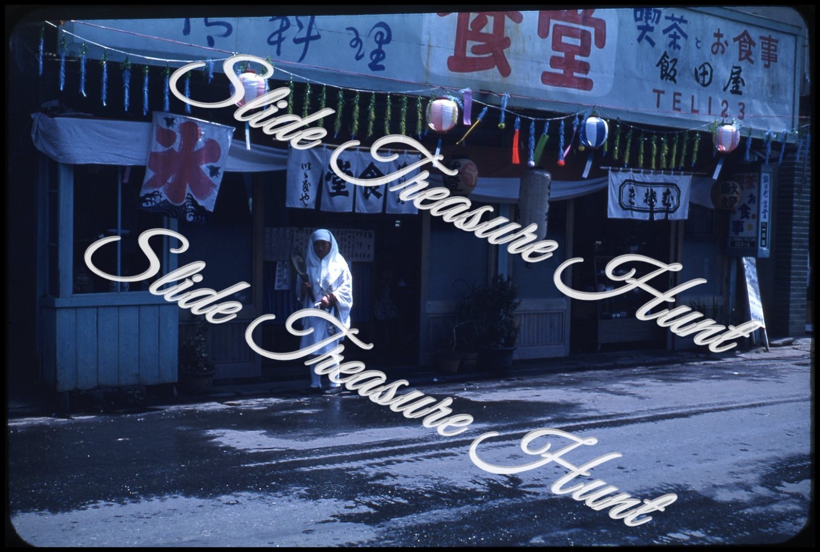 Japan Street Scene Sign Festival Woman 35mm Slide 1950s Kodachrome Japan Street Scene Sign Festival Woman 35mm Slide 1950s Kodachrome