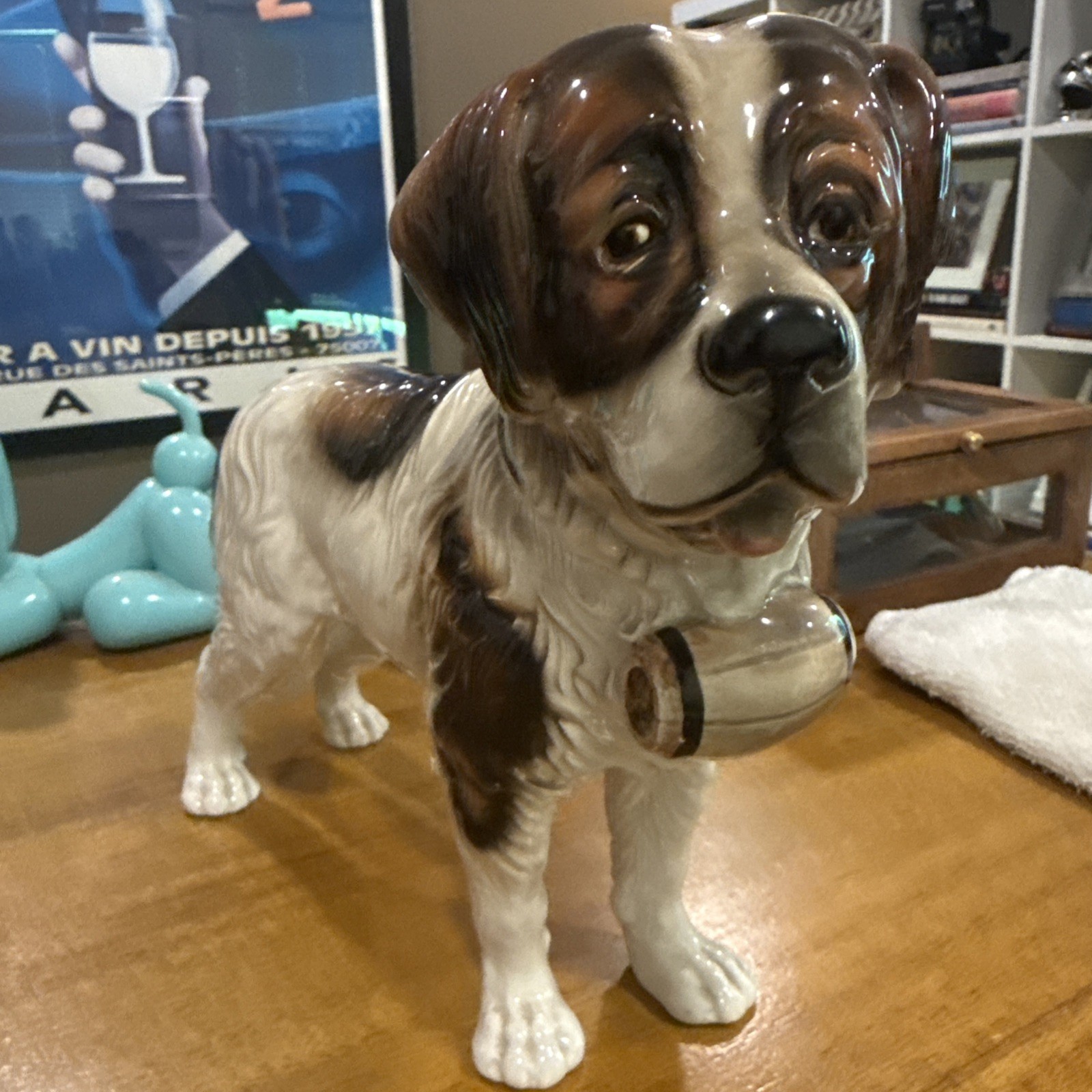 Vintage Porcelain St Bernard w/ Brandy Barrel – Connoisseur English Figurine Vintage Porcelain St Bernard w/ Brandy Barrel – Connoisseur English Figurine