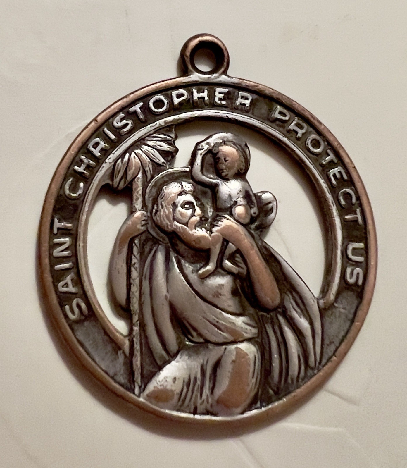 Vintage St Christopher Medal Pendant Catholic Religious