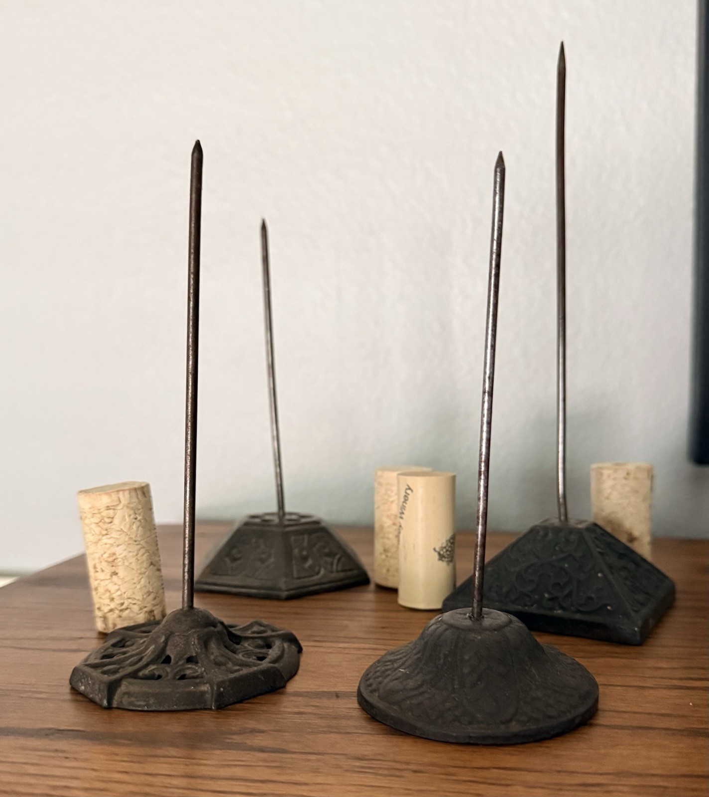 Vintage Cast Iron Receipt Spindles Paper Note Holders Desk Decor x 4 Different Vintage Cast Iron Receipt Spindles Paper Note Holders Desk Decor x 4 Different