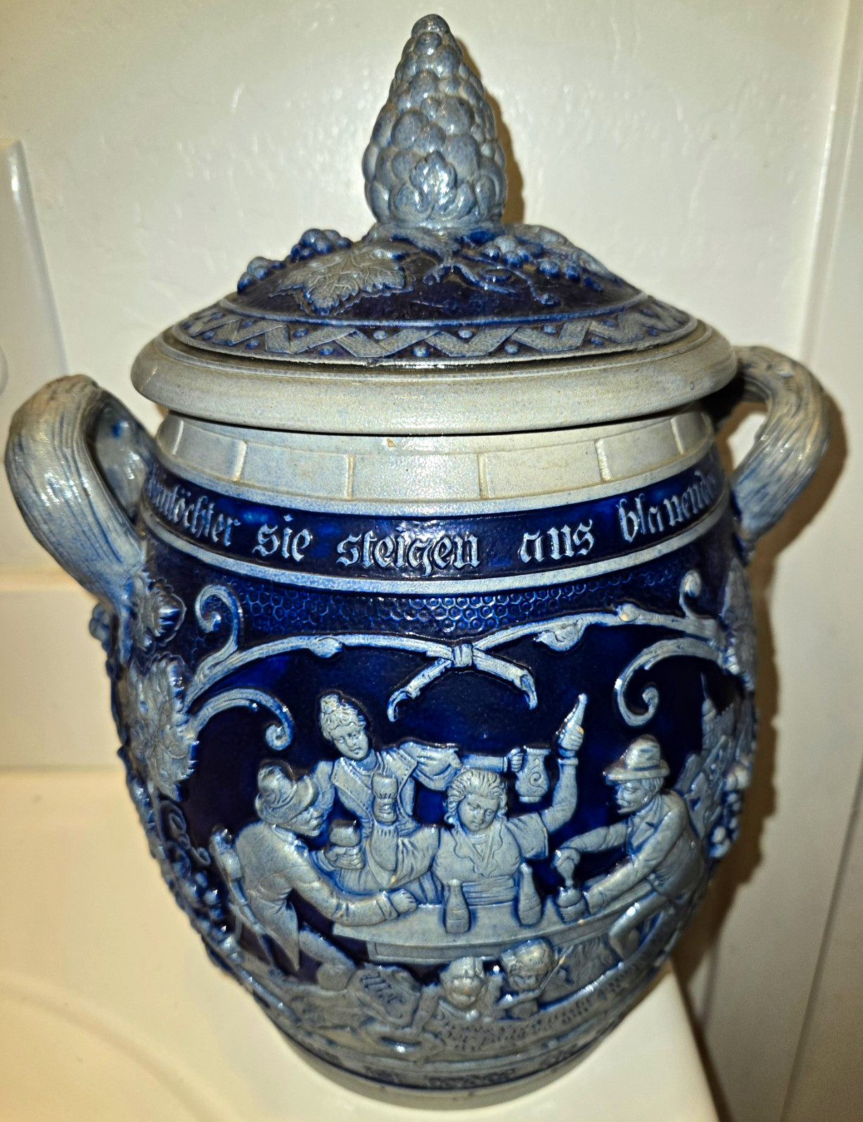 Antique German Westerwald Stoneware Punch Bowl Bowletopf Musterschutz Relief 4L Antique German Westerwald Stoneware Punch Bowl Bowletopf Musterschutz Relief 4L